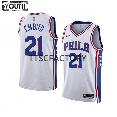 Maillot Basket Philadelphia 76ers Joel Embiid 21 Nike 2022-23 Association Edition Blanc Swingman - Enfant